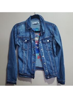 Blue Topuc Denim Jacket with Embroidered Back Size S
